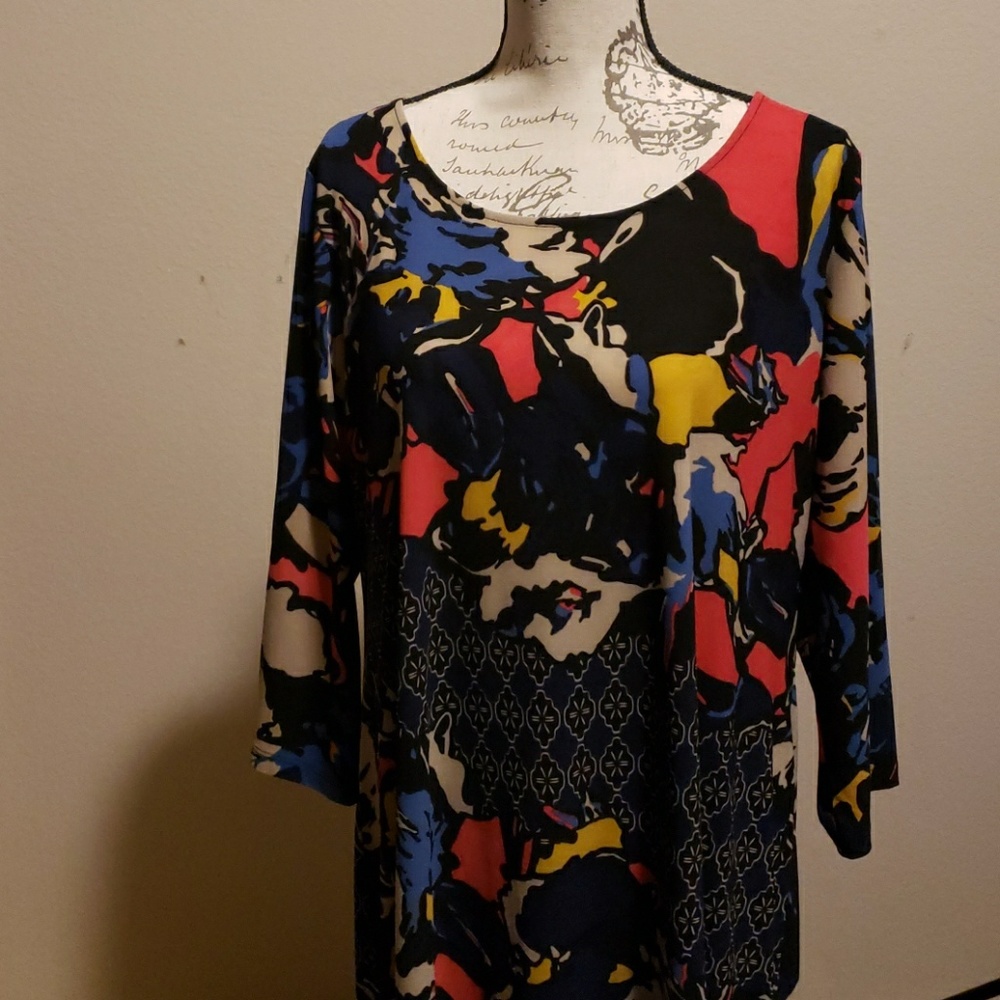 Dana Buchman multi color print dress